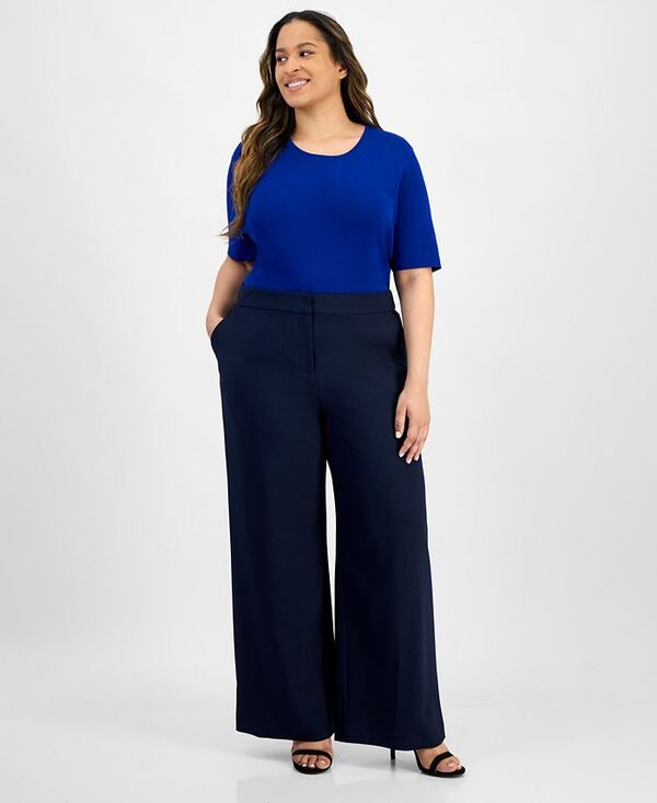 タハリエーエスエル レディース ボトムス カジュアルパンツ プラスサイズ パンツ Tahari ASL Plus Size Wide-Leg Pants Deep Navy ネイビー 24,600円