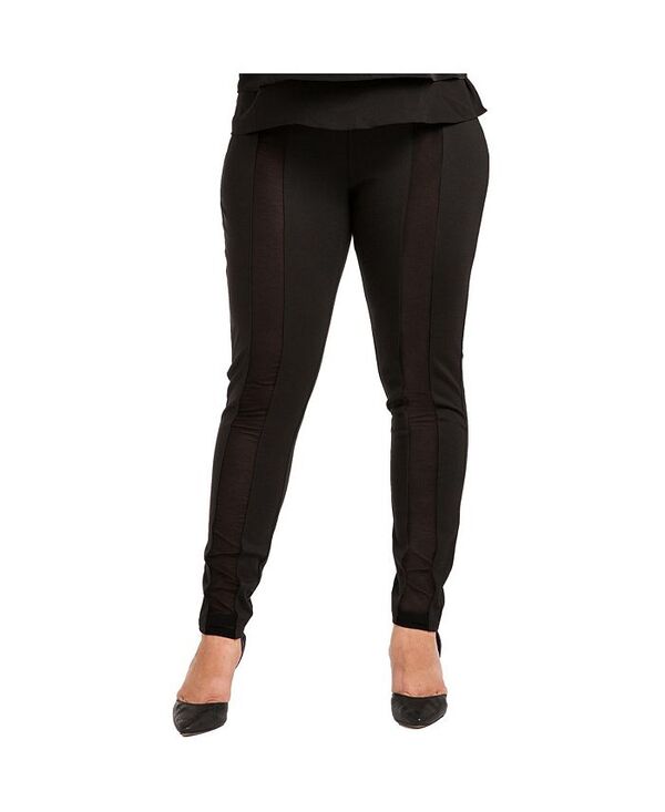 スタンダーズ アンド プラクティス レディース ボトムス カジュアルパンツ プラスサイズ シアー Standards & Practices Plus Size Women's Stretch Sheer Panel Ponte Legging Black ブラック