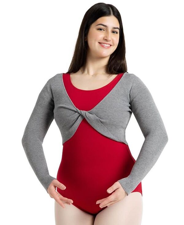 カペジオ レディース アウター 編み物・プルオーバー Capezio Shrug with Faux Knot Heather gray 薄墨色 レディースファッション-ニット・セーター-セーター