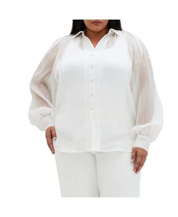シティーシック レディース トップス シャツ プラスサイズ CITY CHIC Plus Size Iliana Shirt Ivory アイボリー|ReVida 店