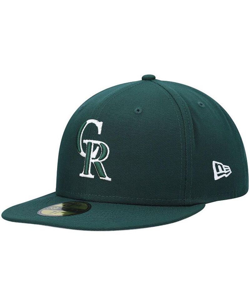 ニューエラ メンズ アクセサリー 帽子 ロゴ New Era Men's Green Colorado Rockies White Logo 59FIFTY Fitted Hat Green グリーン|ReVida 店