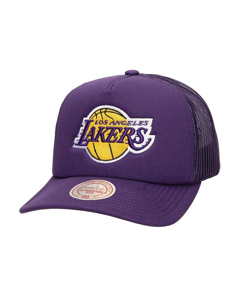 ミッチェル&ネス メンズ アクセサリー 帽子 Mitchell & Ness Men's Purple Los Angeles Lakers Core Evergreen OTC Trucker Adjustable Hat Purple パープル｜ReVida 店