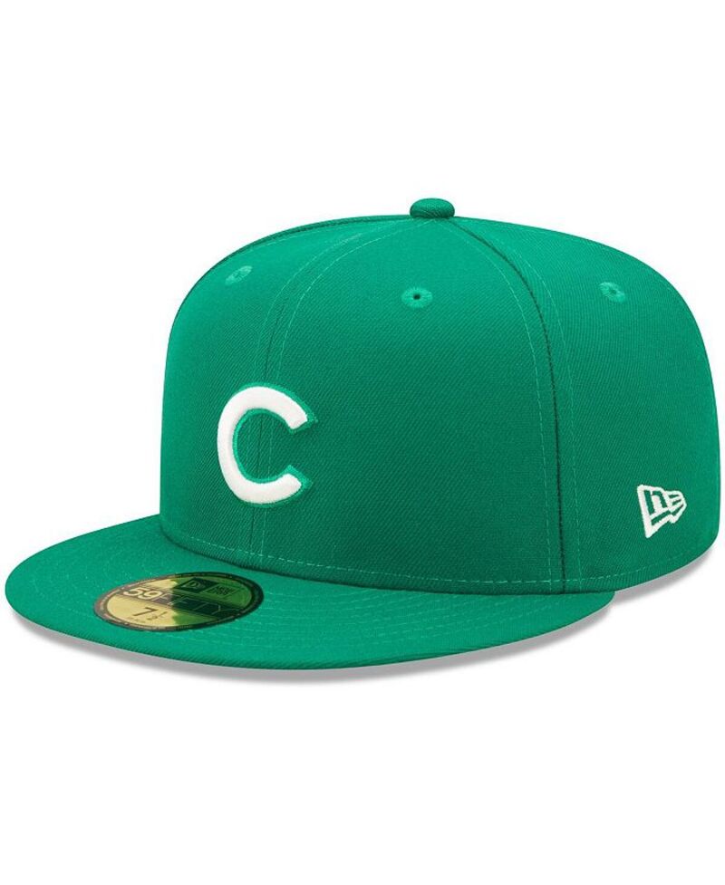 ニューエラ メンズ アクセサリー 帽子 ロゴ New Era Men's Kelly Green Chicago Cubs Logo White 59FIFTY Fitted Hat Kelly Green グリーン|ReVida 店