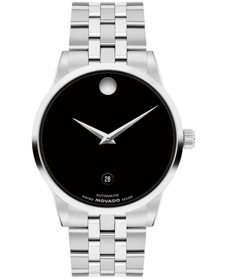 モバド メンズ アクセサリー 腕時計 Tシャツ Movado Men's Museum Classic Swiss Automatic Stainless-Steel Watch 40mm Silver-Tone シルバー