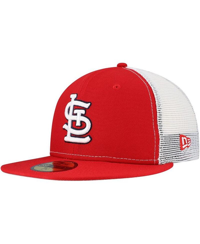 ニューエラ メンズ アクセサリー 帽子 New Era Men's Red St. Louis Cardinals Team Color 59FIFTY Trucker Fitted Hat Red レッド