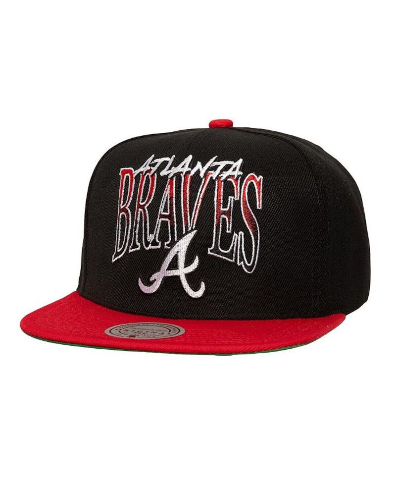 ミッチェル&ネス メンズ アクセサリー 帽子 Mitchell & Ness Men's Black Atlanta Braves Rise Up Snapback Hat Black ブラック 7,965円