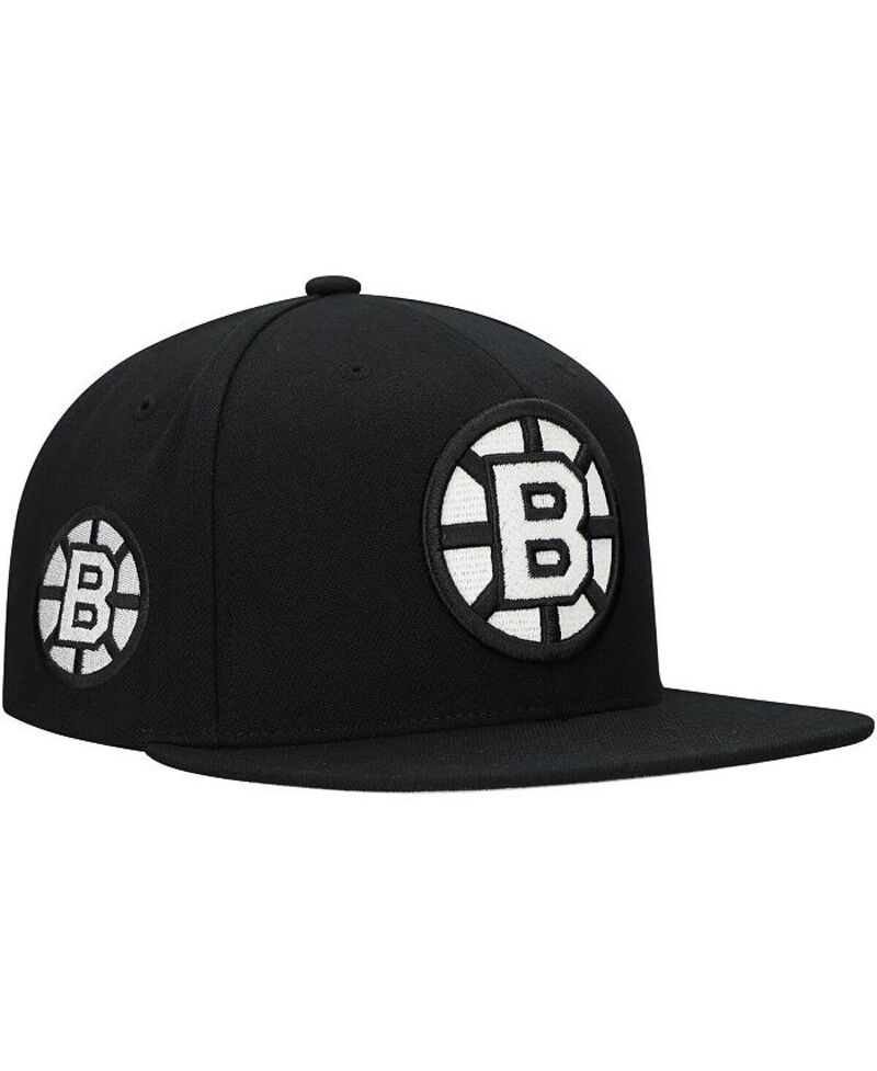 ミッチェル&ネス メンズ アクセサリー 帽子 Mitchell & Ness Men's Black Boston Bruins Team Snapback Hat Black ブラック｜ReVida 店