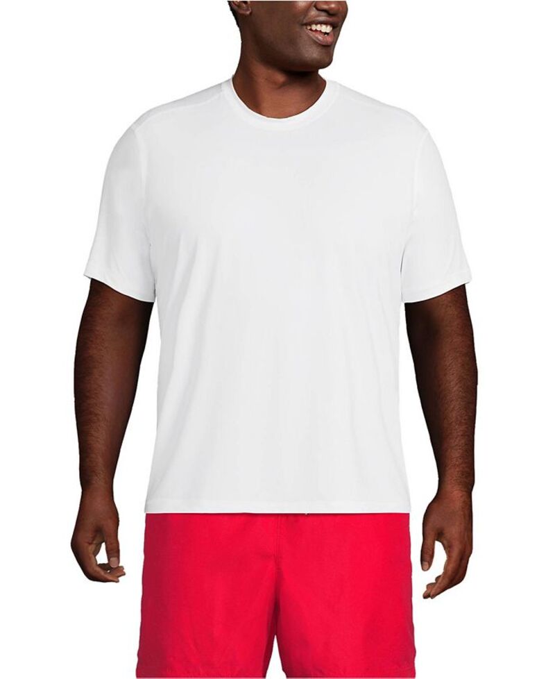 ランズエンド メンズ 水着 ハーフパンツ・ショーツ Tシャツ トール Lands' End Big & Tall Short Sleeve UPF 50 Swim Tee Rash Guard White ホワイト