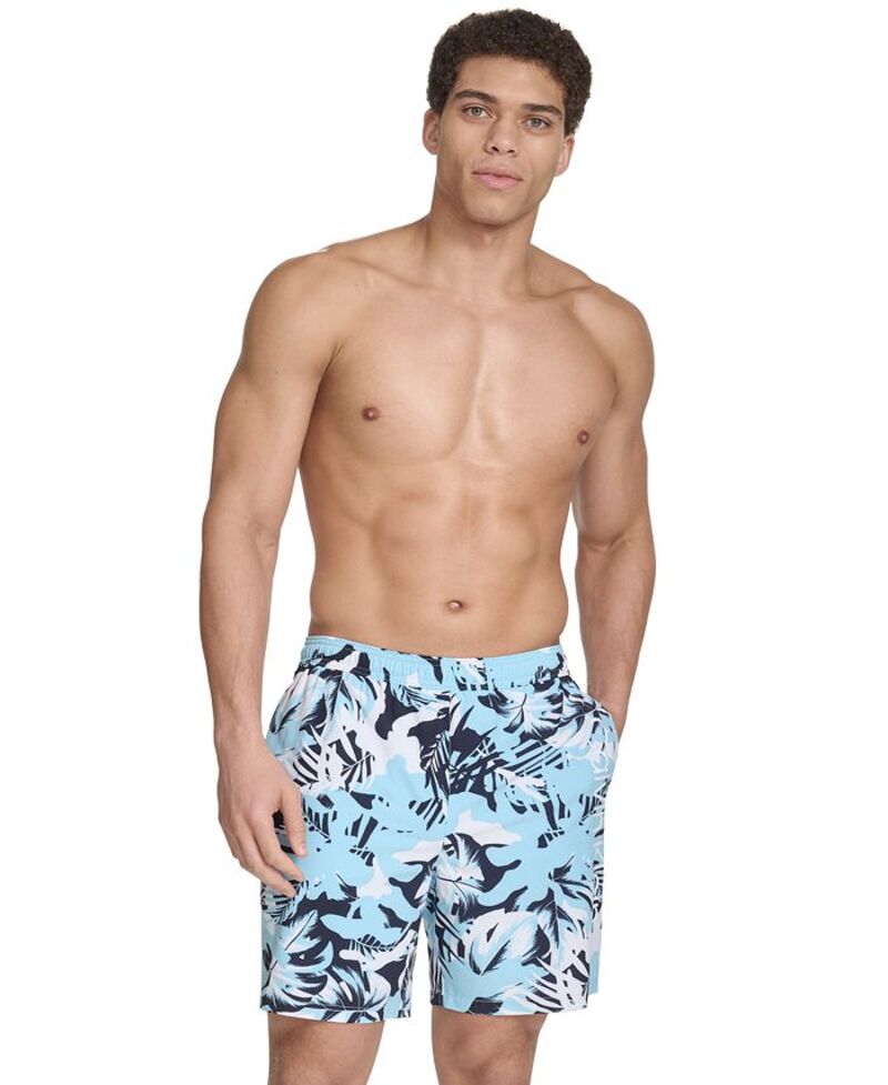 カルバンクライン メンズ 水着 ハーフパンツ・ショーツ Calvin Klein Men's Regular-Fit Quick-Dry 5 Swim Trunks with Compression Short Liner Light/Pastel Blue ブルー