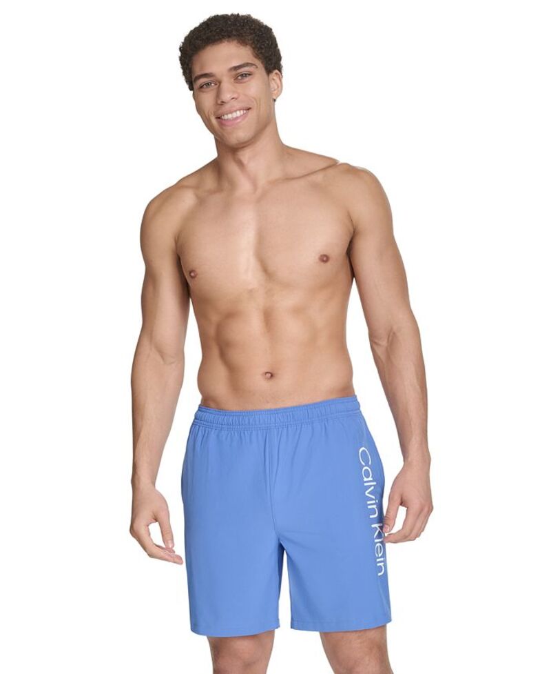 カルバンクライン メンズ 水着 ハーフパンツ・ショーツ Calvin Klein Men's Regular-Fit Quick-Dry 5 Swim Trunks with Compression Short Liner Medium Blue ブルー｜ReVida 店