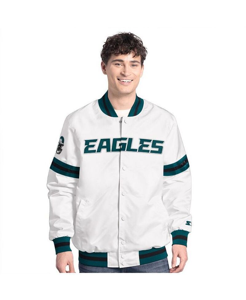 スターター メンズ アウター ジャケット・ブルゾン ジャケット Starter Men White Philadelphia Eagles Scout Full-Snap Varsity Jacket White ホワイト