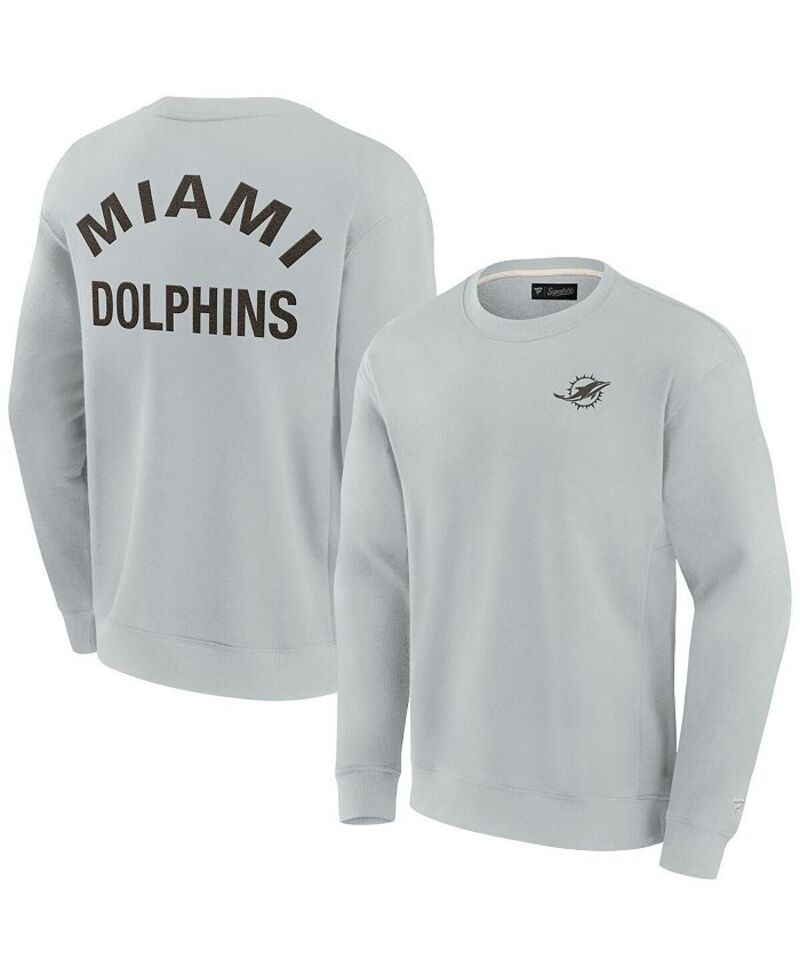 ファナティクス メンズ アウター パーカー・スウェット スウェット シャツ Fanatics Men's and Women's Miami Dolphins Super Soft Pullover Crew Sweatshirt Gray グレー