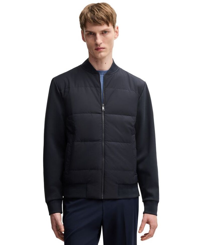 ヒューゴボス メンズ アウター ジャケット・ブルゾン ジャケット Hugo Boss Men's Zip-Up Padded Jacket Dark Blue ブルー