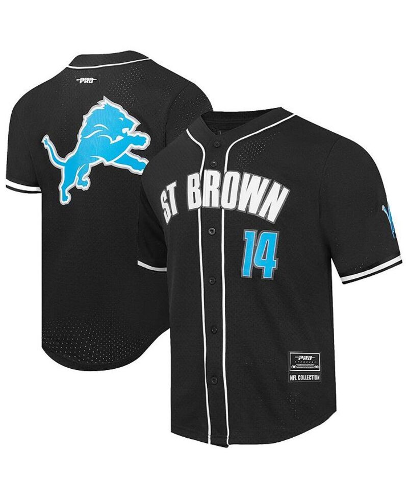 プロスタンダード メンズ トップス シャツ メッシュ Pro Standard Men's Amon-Ra St. Brown Black Detroit Lions Player Name Number Mesh Button-Up Baseball Shirt Black ブラック