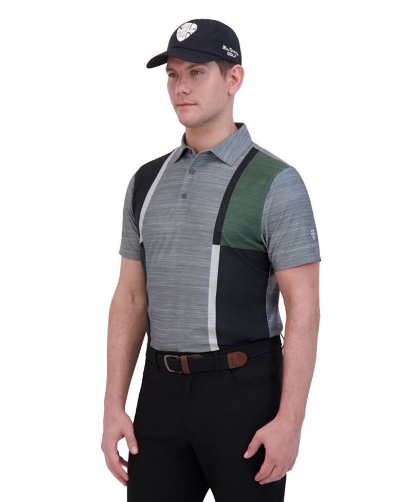 ベンシャーマン メンズ トップス ポロシャツ ジャージー Ben Sherman Men's Color Block Melange Tech Jersey Sports Fit Polo Shirt Charcoal チャコール