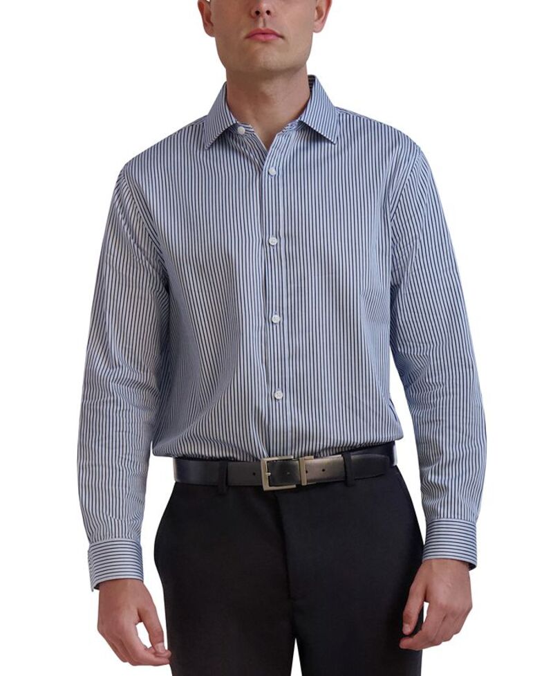 カール ラガーフェルド メンズ トップス シャツ KARL LAGERFELD PARIS Men's Slim-Fit Stripe Dress Shirt Blue Multi ブルー