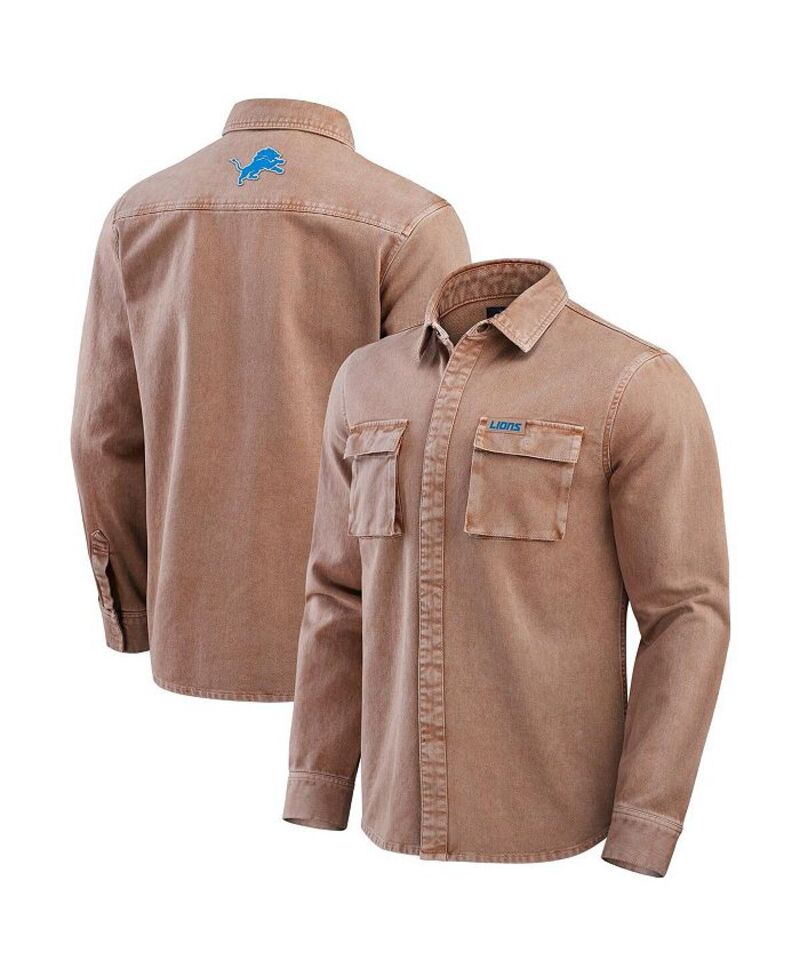 ファナティクス メンズ トップス シャツ Fanatics Darius Rucker Collection by Men's Brown Detroit Lions Garment Dyed Long Sleeve Full Snap Shirt Brown ブラウン 21,560円