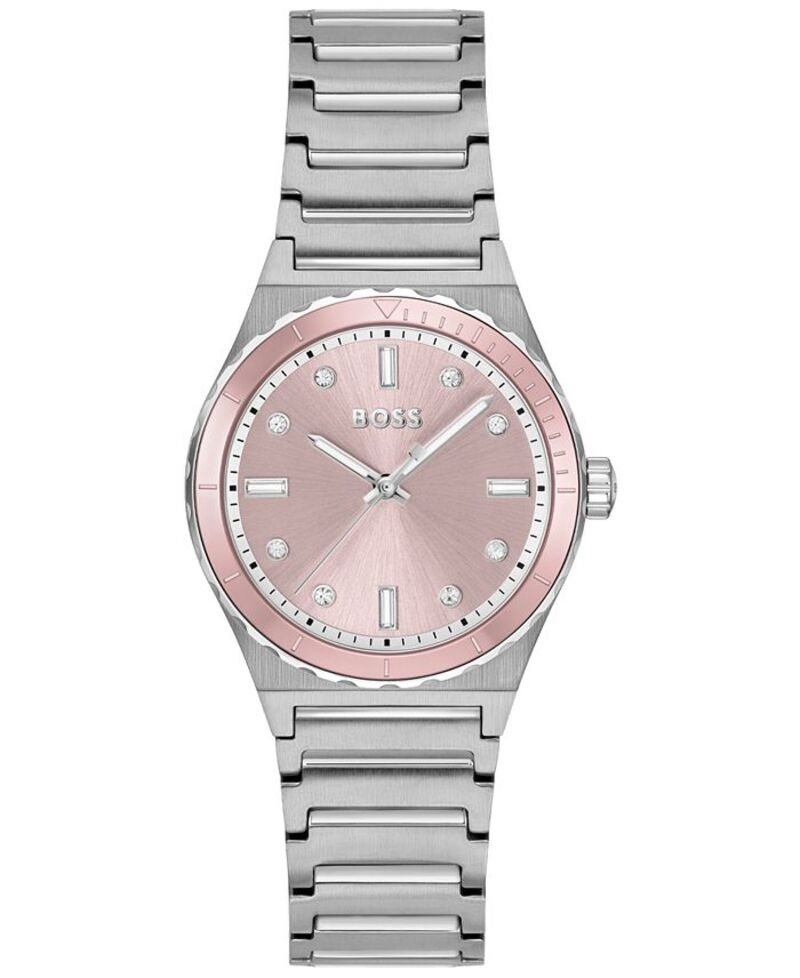 ヒューゴボス レディース アクセサリー 腕時計 Tシャツ Hugo Boss Women's Candor Sport Quartz Stainless-Steel Watch 32mm Silver-tone シルバー