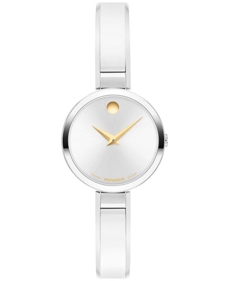 モバド レディース アクセサリー 腕時計 Tシャツ Movado Women's Moda Swiss Quartz Stainless-Steel Watch 24mm Silver-Tone シルバー