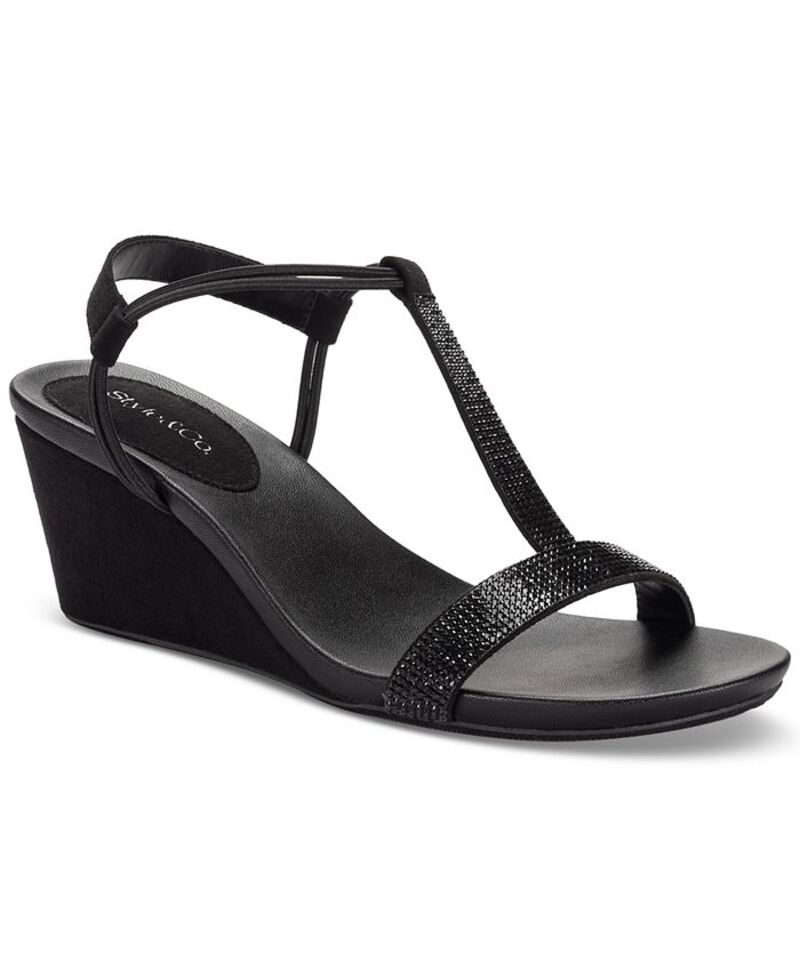 スタイルアンドコー レディース シューズ サンダル Style & Co Women's Mulan Embellished Wedge Sandals Blk/black ブラック｜ReVida 店