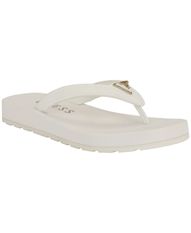 ゲス レディース シューズ サンダル ロゴ GUESS Women's Candry Triangle Logo Eva Thong Flip Flop Sandals White ホワイト｜ReVida 店
