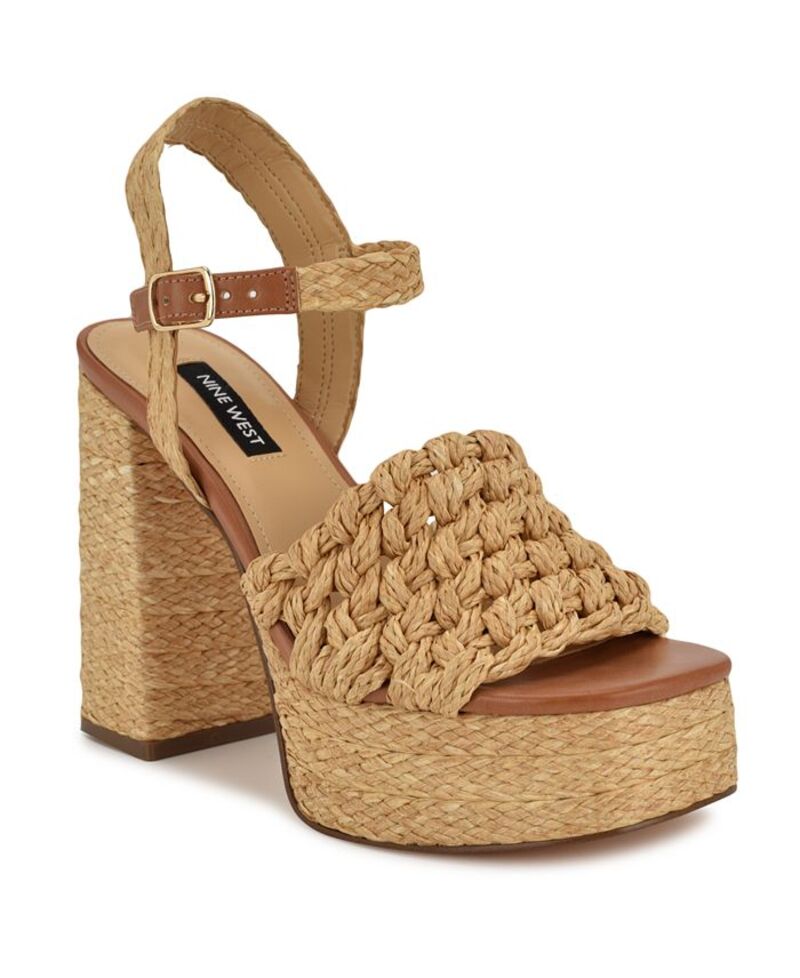 ナインウェスト レディース シューズ サンダル プラットフォーム ヒール Nine West Women's Vadyn Woven Platform Block Heel Sandals Natural
