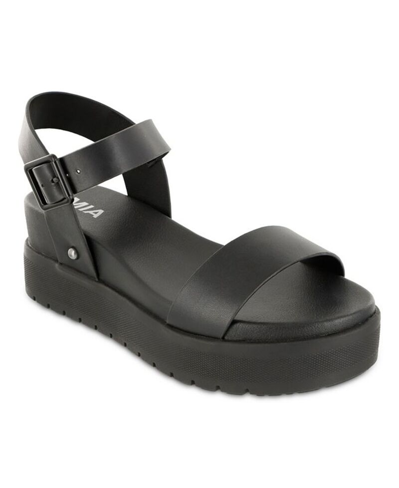 ミア レディース シューズ サンダル プラットフォーム MIA Women's Kayci Platform Round Toe Sandals Black ブラック