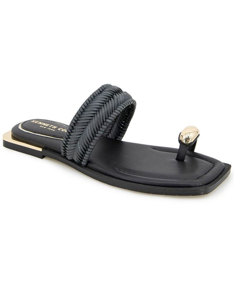 ケネスコール レディース シューズ サンダル Kenneth Cole New York Women's Andarna Flat Sandals Black ブラック