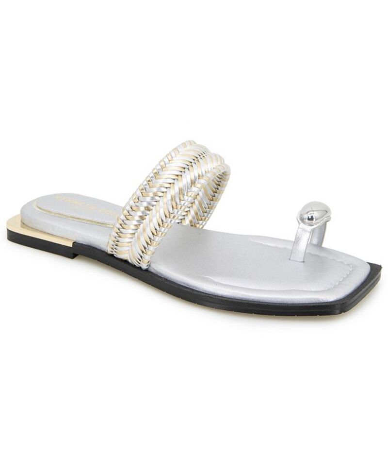 ケネスコール レディース シューズ サンダル Kenneth Cole New York Women's Andarna Flat Sandals SilverGold