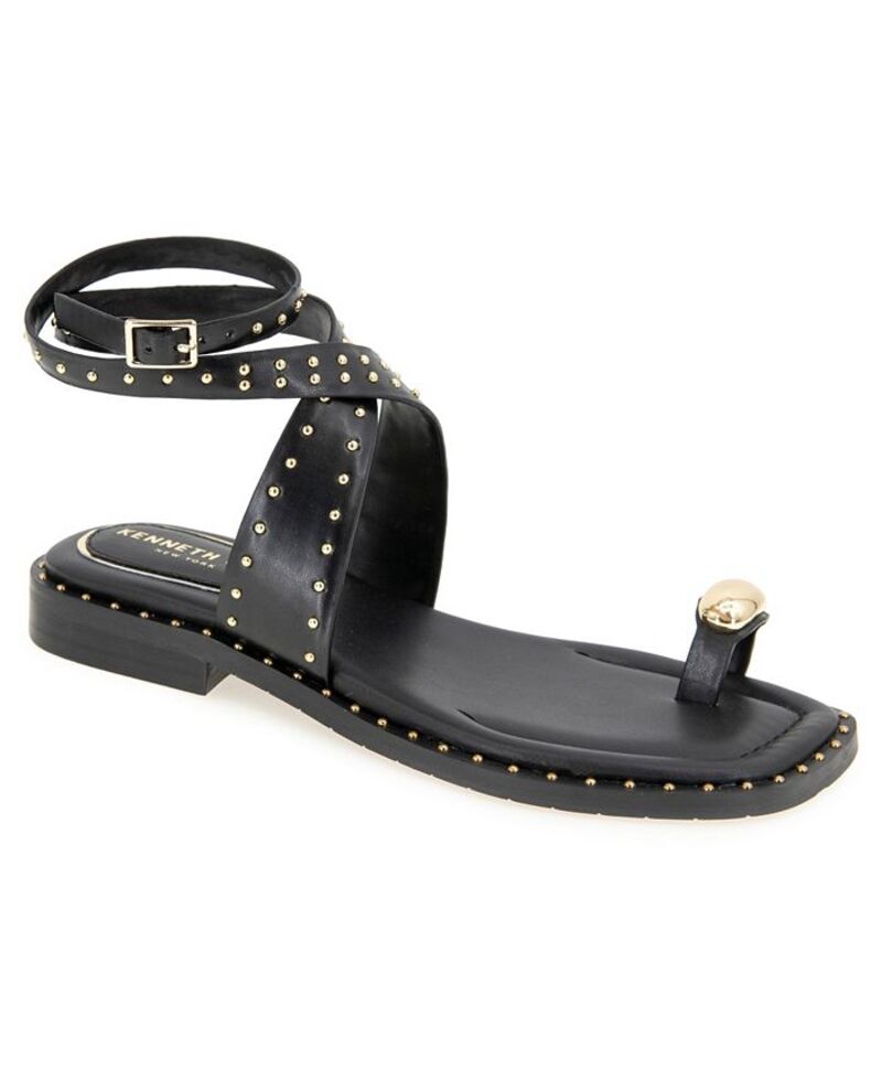 ケネスコール レディース シューズ サンダル Kenneth Cole New York Women's Ravenn Square Toe Flat Sandals Black ブラック