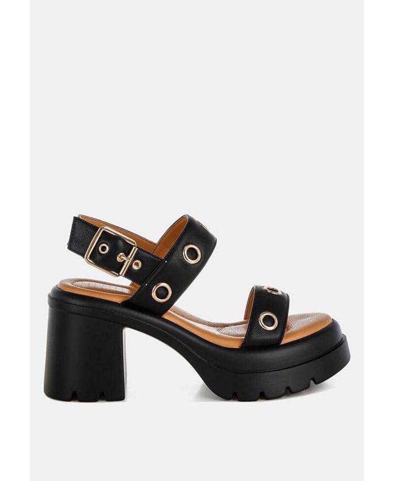 ロンドンラグ レディース シューズ サンダル プラットフォーム ヒール London Rag Urla Eyelet Detail Platform Heel Sandals Black ブラック