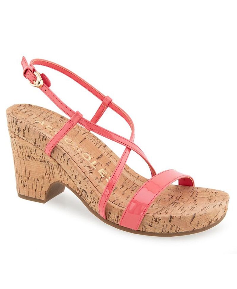エアロソールズ レディース シューズ サンダル Aerosoles Women's Miles Round Toe Wedge Sandals Coral Patent Faux Leather/Cork コーラル