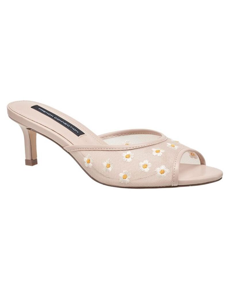 フレンチコネクション レディース シューズ サンダル メッシュ 刺繍 ヒール French Connection Nancy Mesh Embroidered Kitten Heel Nude