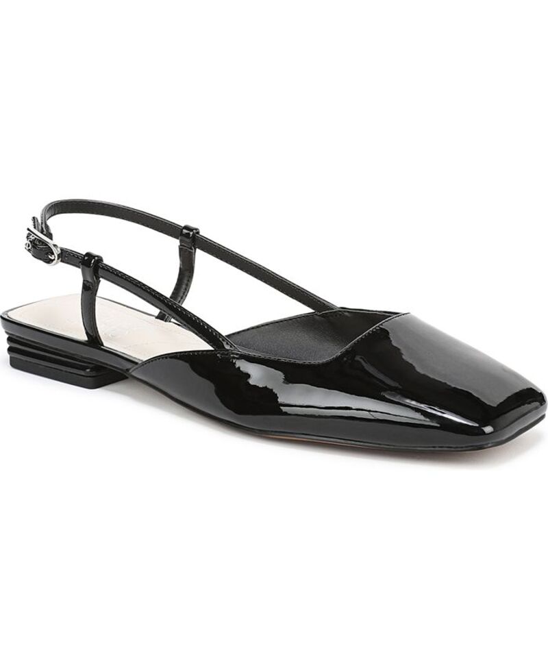 フランコサルト レディース シューズ パンプス Franco Sarto Women's Tadella Square Toe Slingback Flats Black Patent Faux Leather ブラック