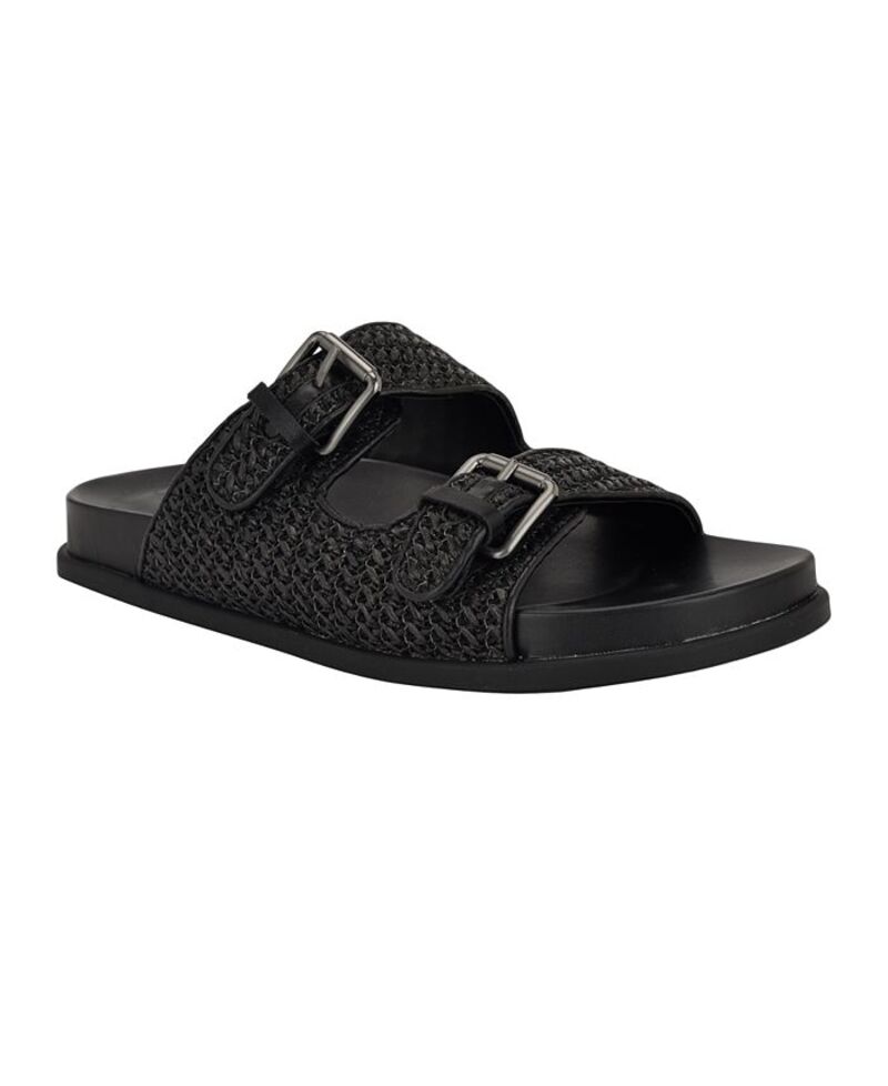 カルバンクライン レディース シューズ サンダル Calvin Klein Women's Vibe Double Band Flat Slip-On Sandals Black Saffiano ブラック