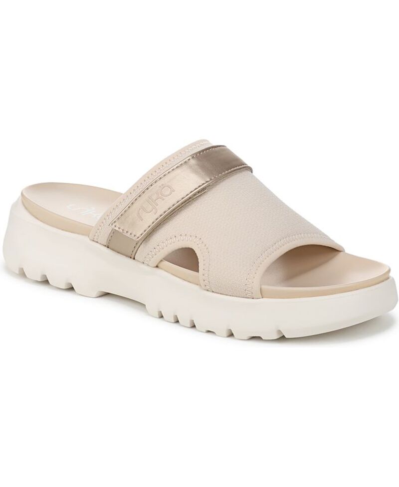 ライカ レディース シューズ サンダル Ryka Women's Brilliant Sport Slide Sandals Tapioca Beige Mesh Fabric ベージュ｜ReVida 店