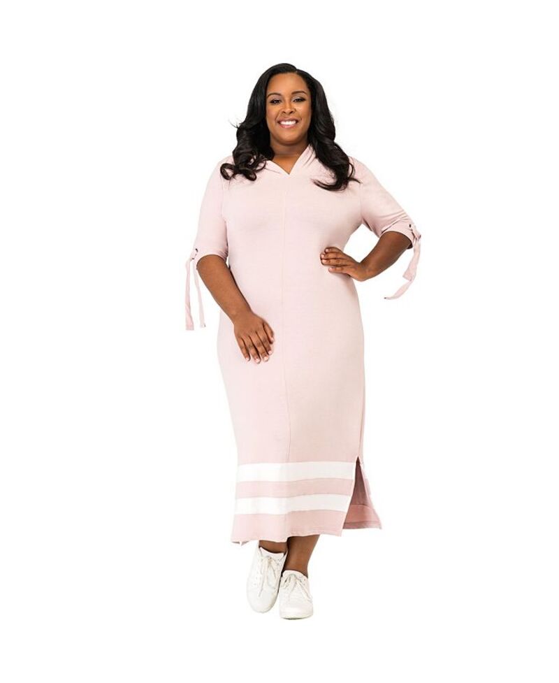 ポエティック ジャスティス レディース トップス ワンピース カットアウト マキシワンピース プラスサイズ マキシ パーカー Poetic Justice Plus Size Cut Out Tie-Sleeve Hoodie Maxi Dress Mauve pink ピンク