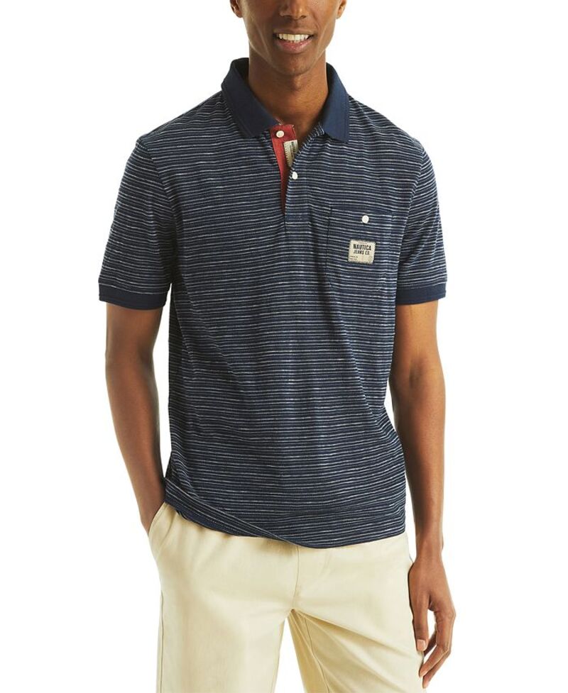 ナウティカ メンズ トップス ポロシャツ Nautica Men's Short Sleeve Textured Striped Polo Shirt Black Iris ブラック 11,665円