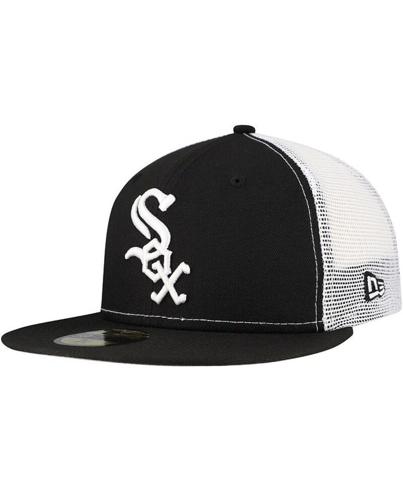 ニューエラ メンズ アクセサリー 帽子 New Era Men's Black Chicago White Sox Team Color 59FIFTY Trucker Fitted Hat Black ブラック