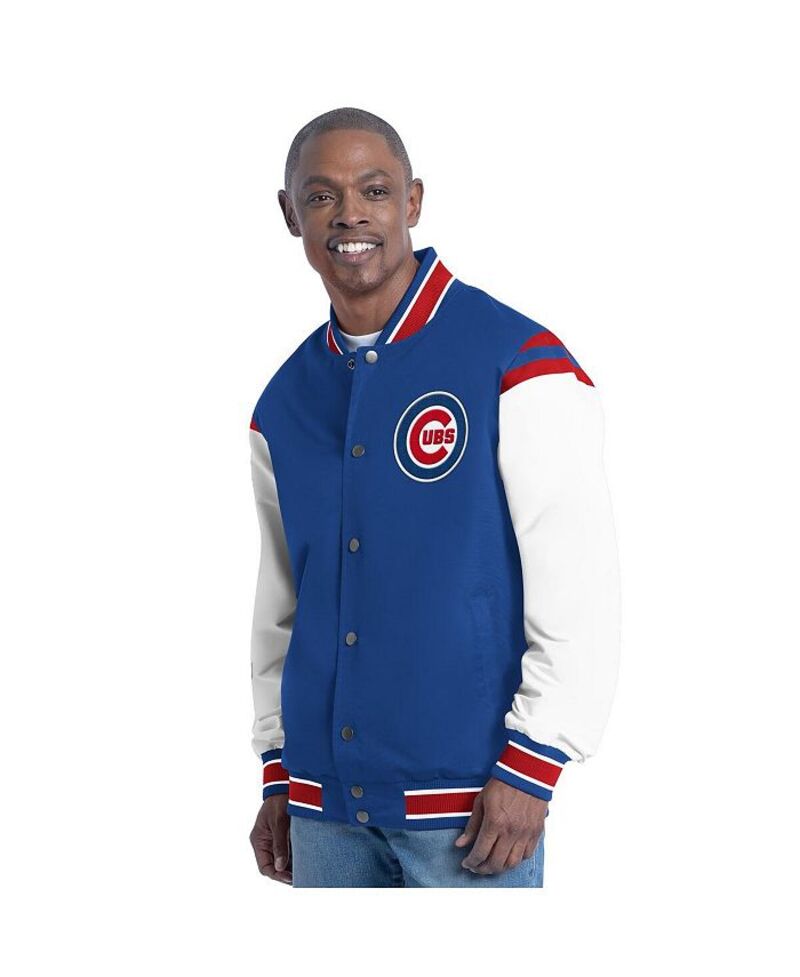 カール バンクス メンズ アウター ジャケット・ブルゾン ジャケット G-III Sports by Carl Banks Men's Royal Chicago Cubs Recruit Commemorative Full-Snap Varsity Jacket Royal