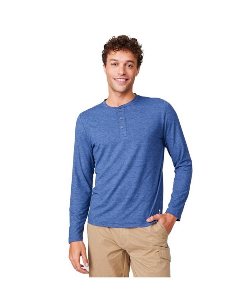 フリー カントリー メンズ トップス Tシャツ Free Country Men's Henley Long Sleeve Shirt Steel blue ブルー 9,225円