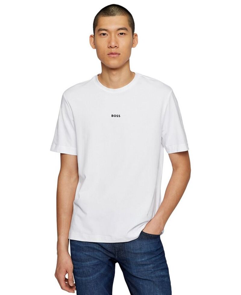 ヒューゴボス メンズ トップス Tシャツ プリント シャツ ロゴ Hugo Boss Men's Logo Print Relaxed-Fit T-Shirt White ホワイト