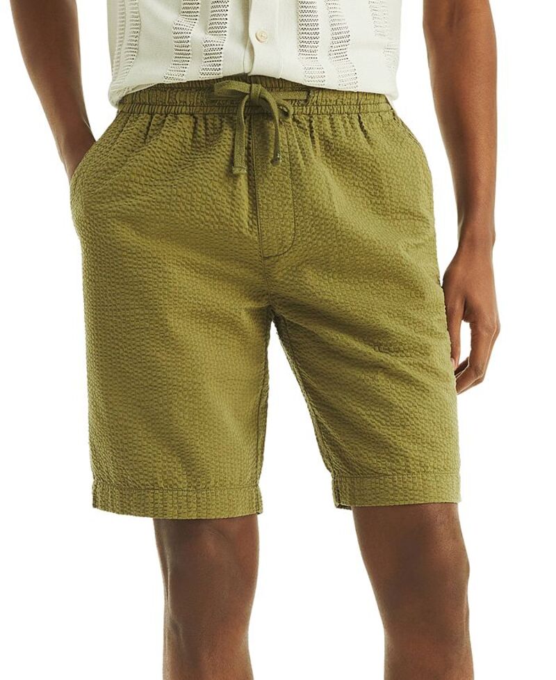 ナウティカ メンズ ボトムス ハーフパンツ・ショーツ ショートパンツ Nautica Men's Seersucker Drawstring 9-1/2 Shorts Cape Olive オリーブ