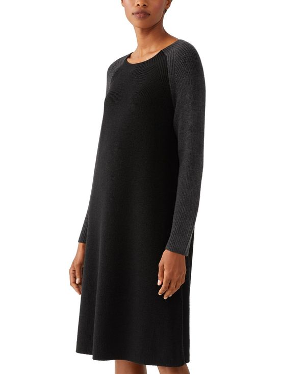 正規品 楽天市場 エイリーンフィッシャー レディース ワンピース トップス Contrast Sleeve Dress Charcoal Revida 楽天市場店 限定製作 Serviceplus19 Yo Fr
