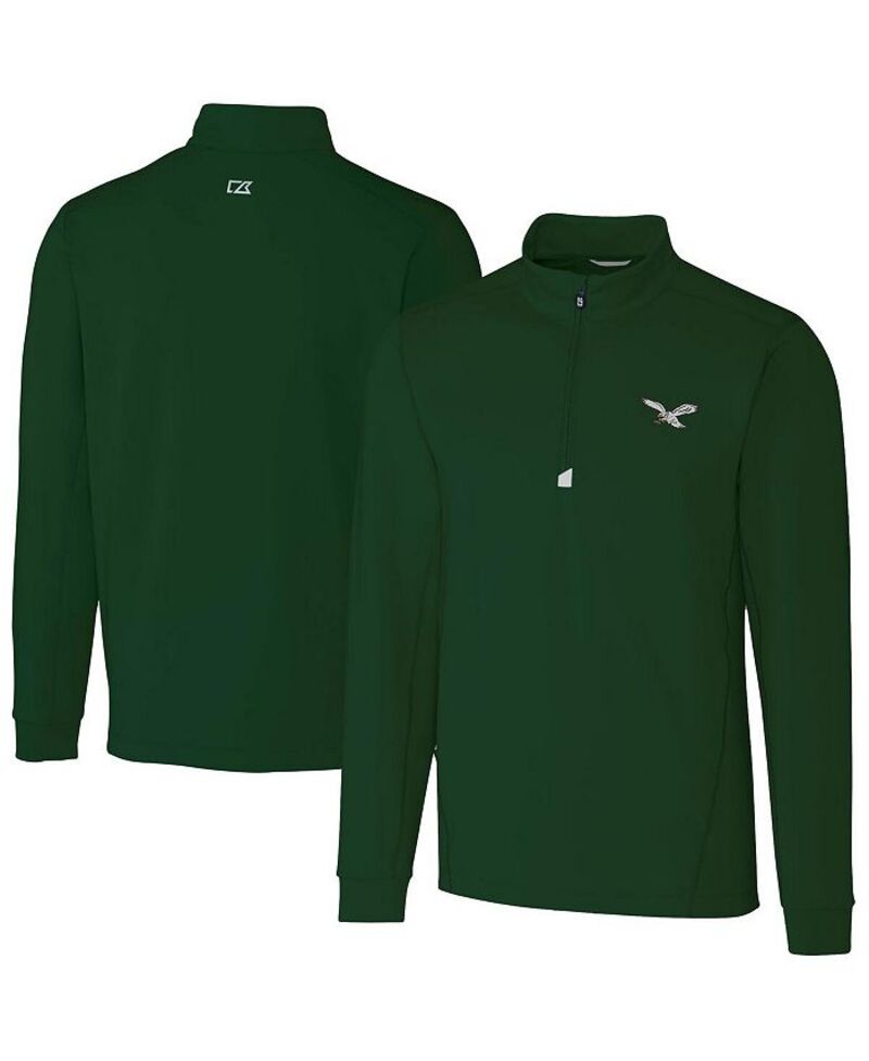 カッターアンドバック メンズ アウター パーカー・スウェット Cutter & Buck Men's Hunter Green Philadelphia Eagles Traverse Stretch Quarter-Zip Pullover Hunter Green グリーン