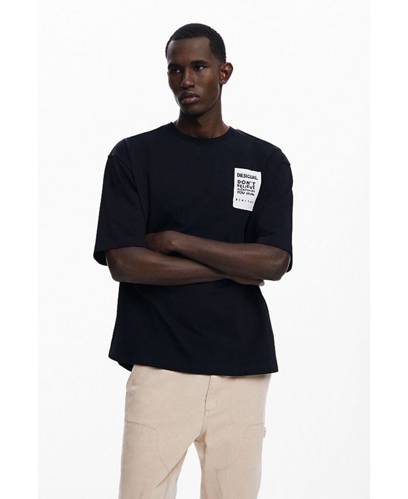 デジグアル メンズ トップス Tシャツ Desigual Men's Collage T-shirt Black ブラック