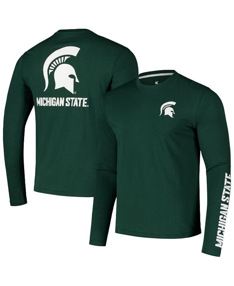 コロシアム メンズ トップス Tシャツ ロゴ Colosseum Men's Green Michigan State Spartans Logo Lockup 3-Hit Active Blend Long Sleeve T-Shirt Green グリーン
