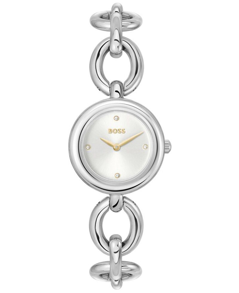 ヒューゴボス レディース アクセサリー 腕時計 Tシャツ Hugo Boss Women's Live Quartz Slim Silver-Tone Stainless-Steel Watch 28mm Silver-tone シルバー