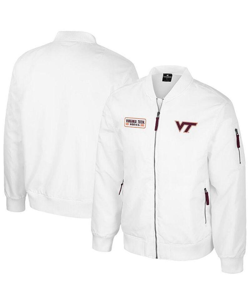 コロシアム メンズ アウター ジャケット・ブルゾン ジャケット Colosseum Men's Virginia Tech Hokies White Rabbit Full-Zip Bomber Jacket White ホワイト