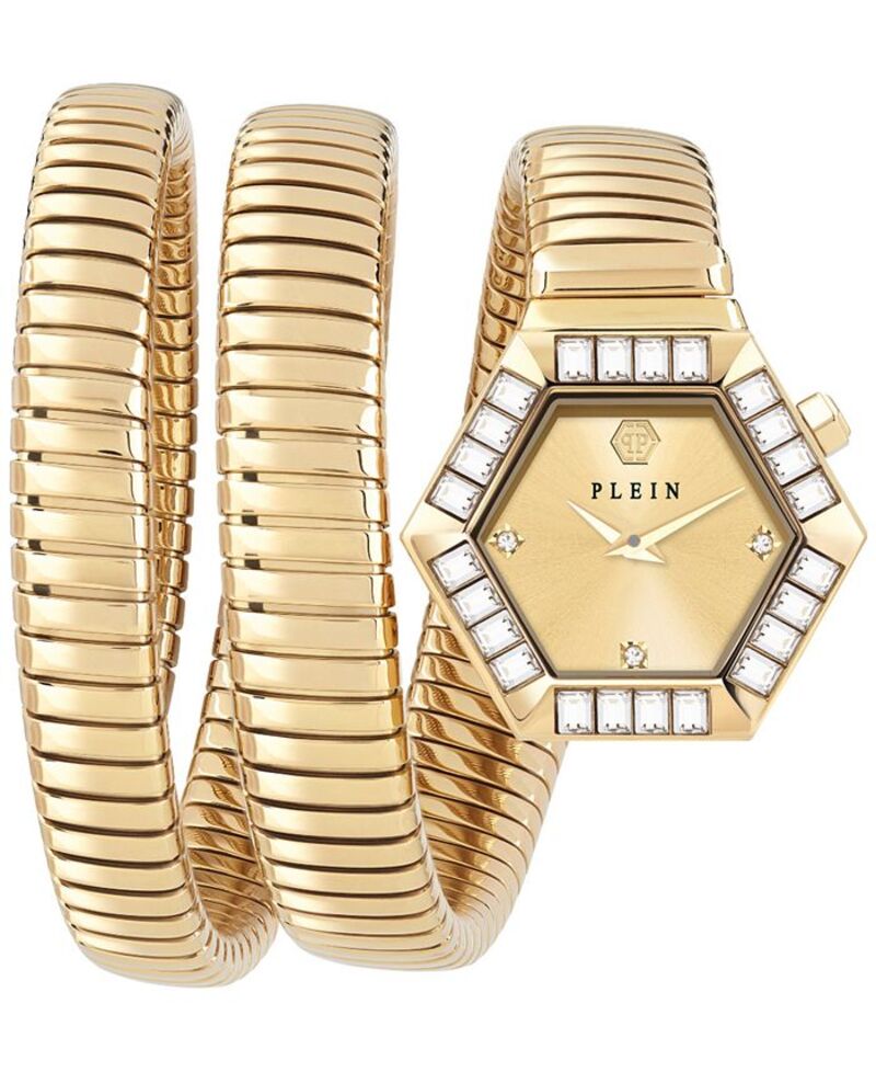 フィリッププレイン レディース アクセサリー 腕時計 Philipp Plein Women's Snake Hexagon Gold Ion Plated Wrap Bracelet Watch 28mm Ip Yellow Gold イエロー